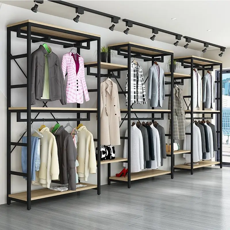 

Custom. Clothing Store Display Hanger Bedroom Floor Shopping Mall Double-Layer Clothes Rack Display Internet Celebrity Unisex We