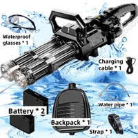 Strongest Electric Gatling Water Gun Toy Rotating Double Barrel With Big Capacity Backpack Outdoor Pool Toy for Kids Adult Gifts