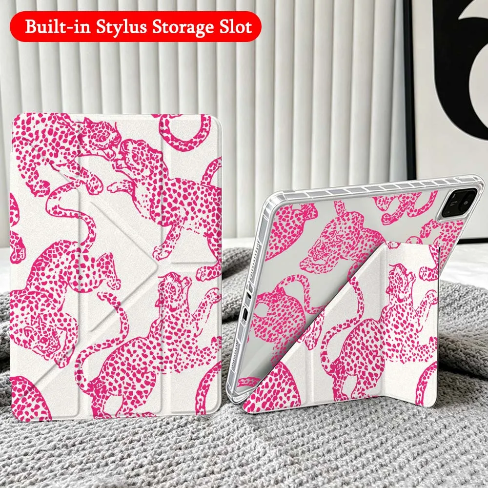Leopard Seamless Case For Xiaomi Redmi Poco Pad 5 6 7 8 Pro SE 11 11.2 12.1 Inch Transparent Y-Shaped Folding Tablet