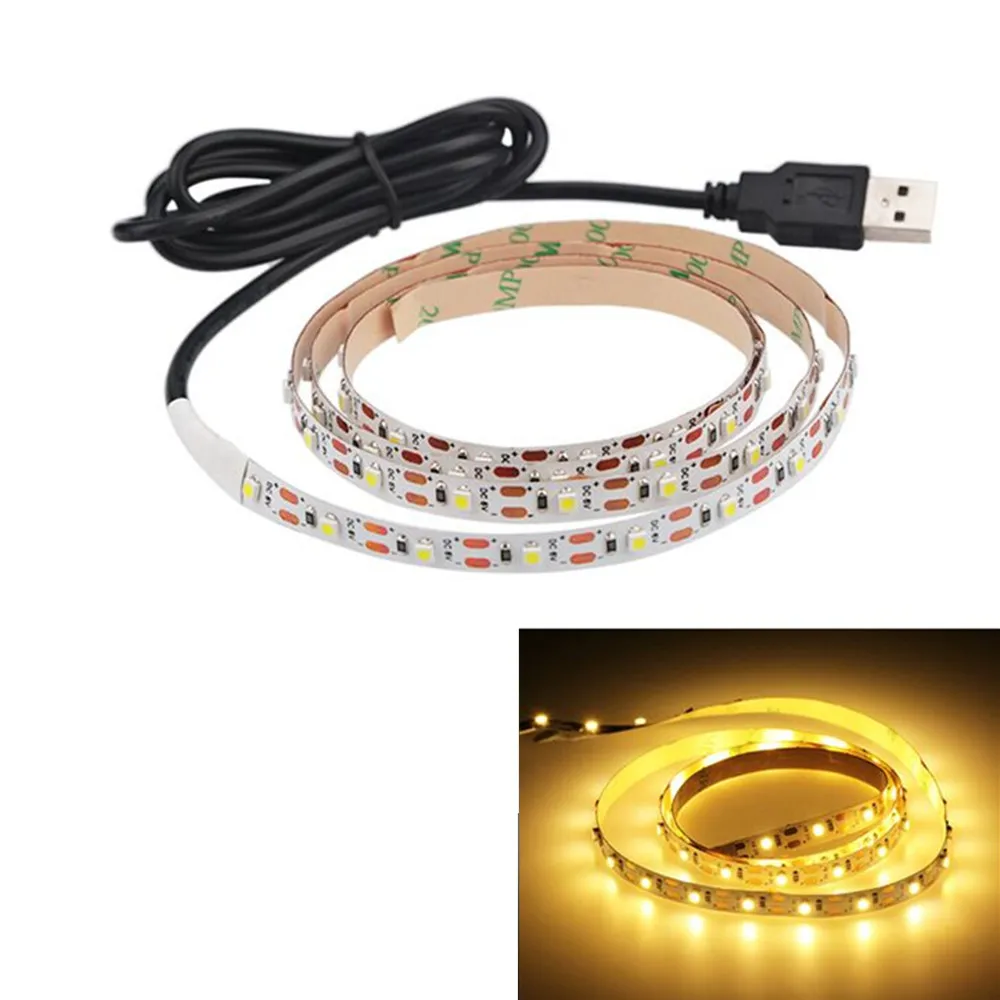 5 M USB LED 스트립 조명 5V 3528 1 M 5 M, 따뜻한 쿨 화이트 핑크 그린 블루 레드 SMD 리본 천장 캐비닛 라이트 방수