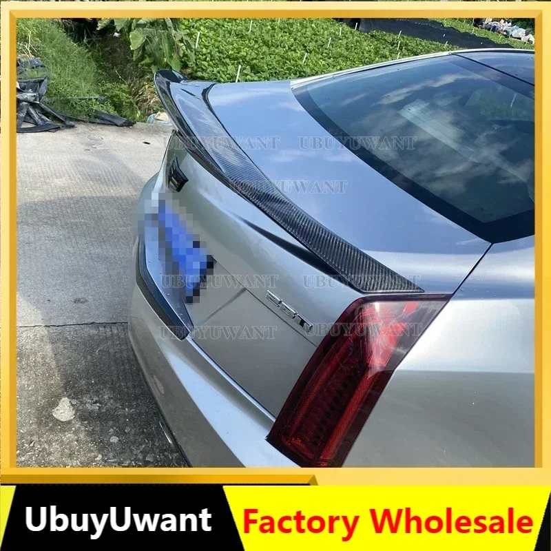 REAL Carbon Fiber Rear Boot Spoiler For Cadillac ATS Sedan 4 Door 2015 -2019 Rear Trunk Lid Trim Wings Spoiler