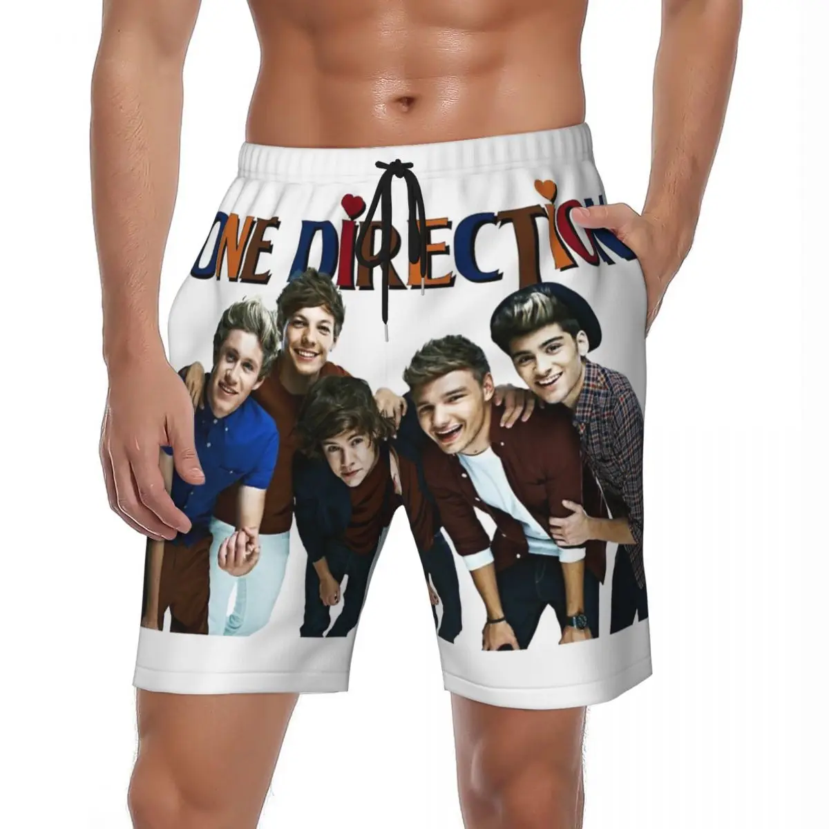 

Летние шорты для доски Мужские 1D Ones Логотип музыки и направления Спортивная рок-группа Дизайн Доска Короткие брюки Быстросохнущие плавки