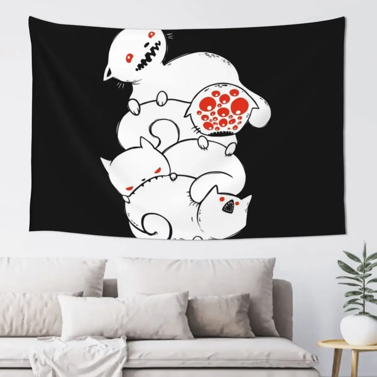 Strange Pile Of Monster Cats Drawing Tapestry Art Mural Decoration Room Bedroom Decorations Tapestry