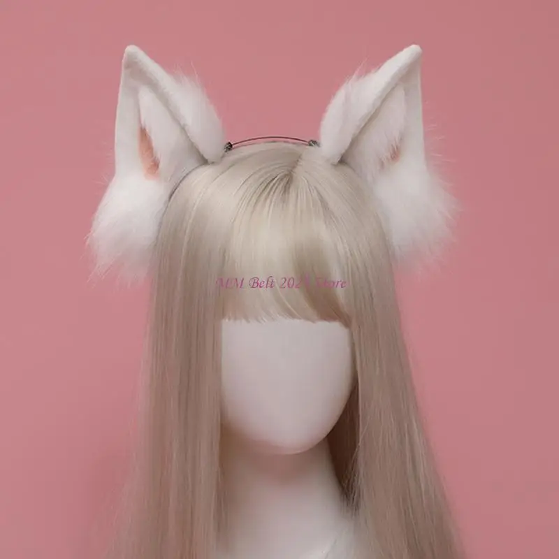 49ME 소녀 동물 귀 모자를 쓰고 있죠 꼬리 세트 봉제 머리 후프 수제 코스프레 액세서리