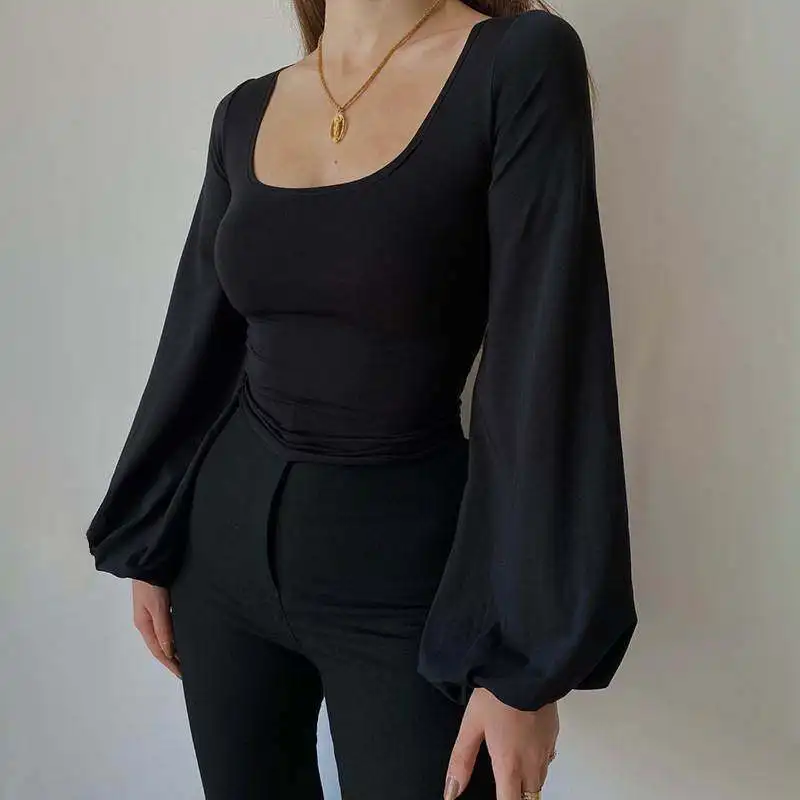 All-match Slim Solid Simplicity Temperament T Shirts Spring Autumn Long Sleeve Youth Elegant Tops Fashion Women Clothing