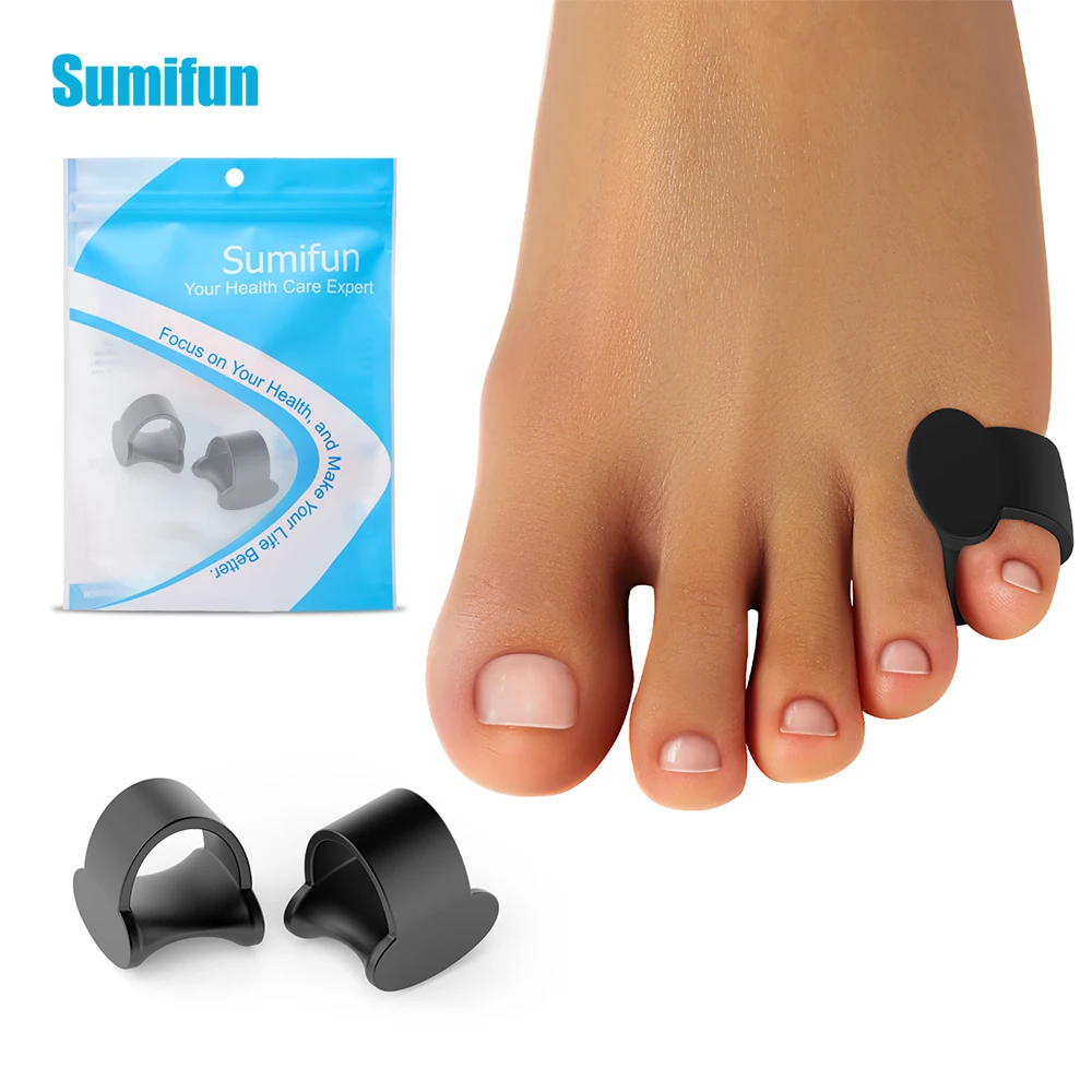 2Pcs/Pair Black Silicone Little Toe Protector Foot Corns Calluses Blister Protection Anti-Wear Hole Toes Separator Pedicure Tool