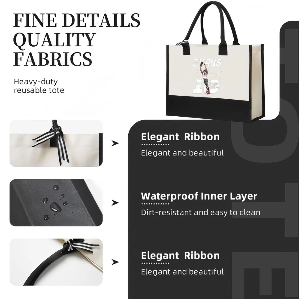 El Evans Jr. 2026 وصول جديد موضة عملية واسعة قابلة لإعادة الاستخدام حمل حقيبة نمط طباعة 2 لهجة الثقيلة كتف كبير