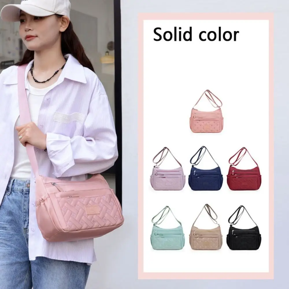 

Embroidered Nylon Crossbody Bag Love Heart Pattern Solid Color Shoulder Bag Handbag Multi-layer Woman Messenger Bag Daily
