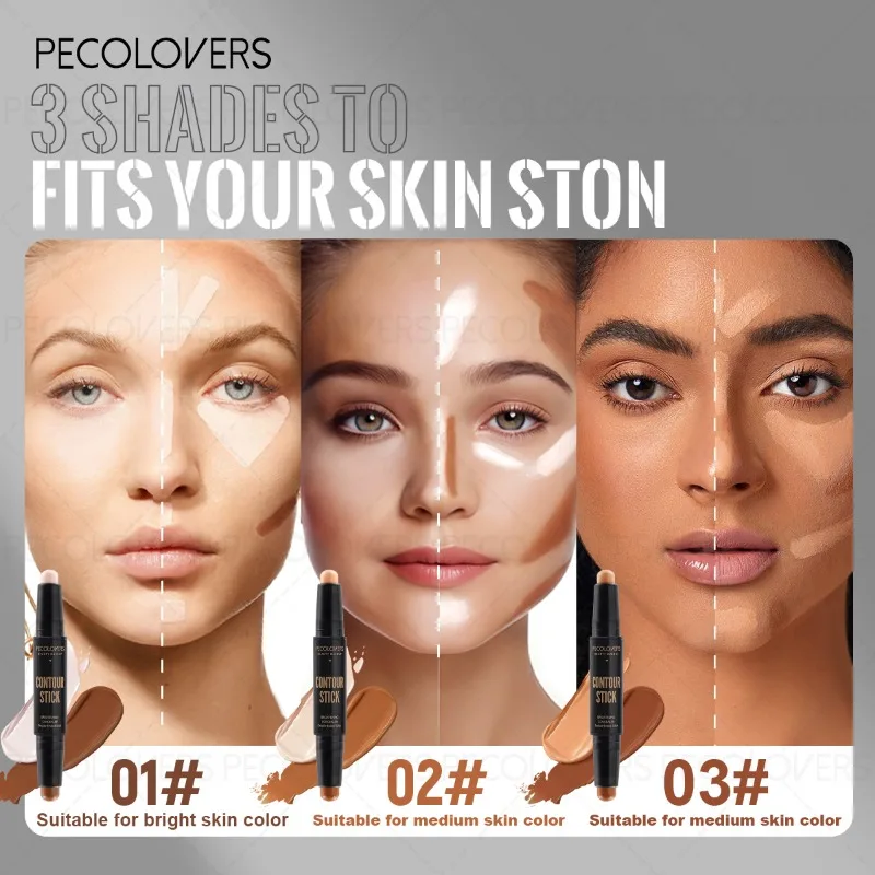 1PC Double-ended Concealer Stick, Facial Contouring Stick, Three-dimensional Face Shape, Covering Blemishes, Facial Cosmetics