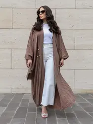 Fashion Chic Beading Maxi Casual Loose Abaya Kimono Dubai Muslim Cardigan Abayas Women Casual Robe female Islam Clothes