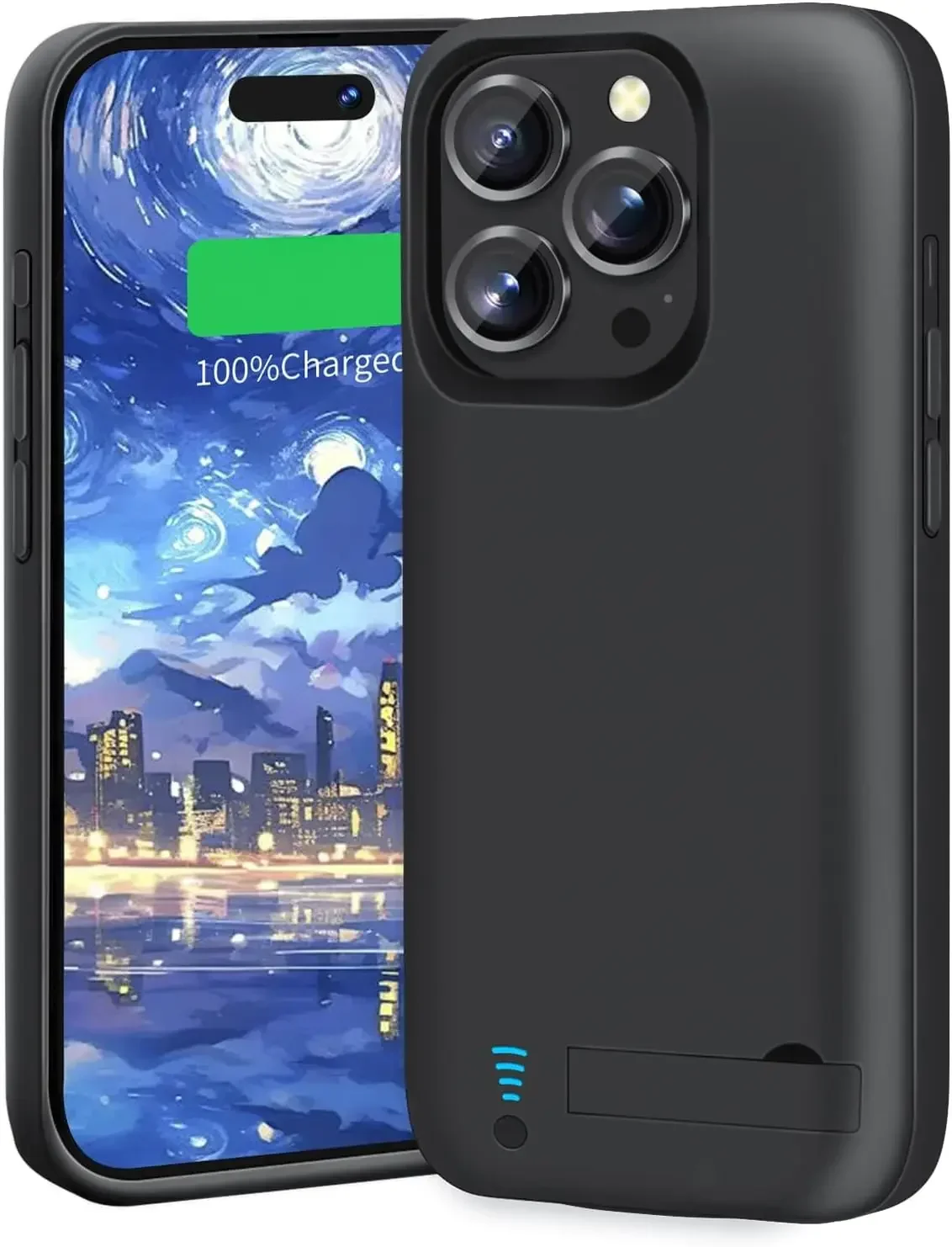 Black Battery Charger Case 10000mAh for IPhone 15 16 Pro Max Plus Charging Cover Extended Battery Portable Power Bank