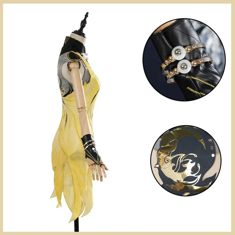 Игра Naraka: Bladepoint Tessa, карнавальный костюм, желтое платье Cheongsam в китайском стиле, сексуальный традиционный фестивальный костюм для взрослых женщин; 2