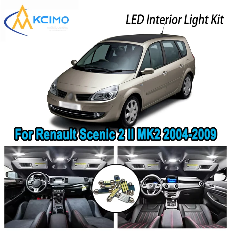 

For Renault Grand Scenic 2 II MK2 2004-2009 Premium Bright LED Interior Dome Map Trunk Light Kit Car Led Lamps Canbus No Error