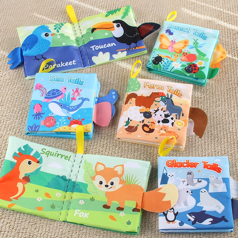 Baby Cloth Book Early Education Toys Cartoon Sea Animals Palm Book Fun Torn Multiple Cognitive Baby Cloth Book Kids Toy Gift