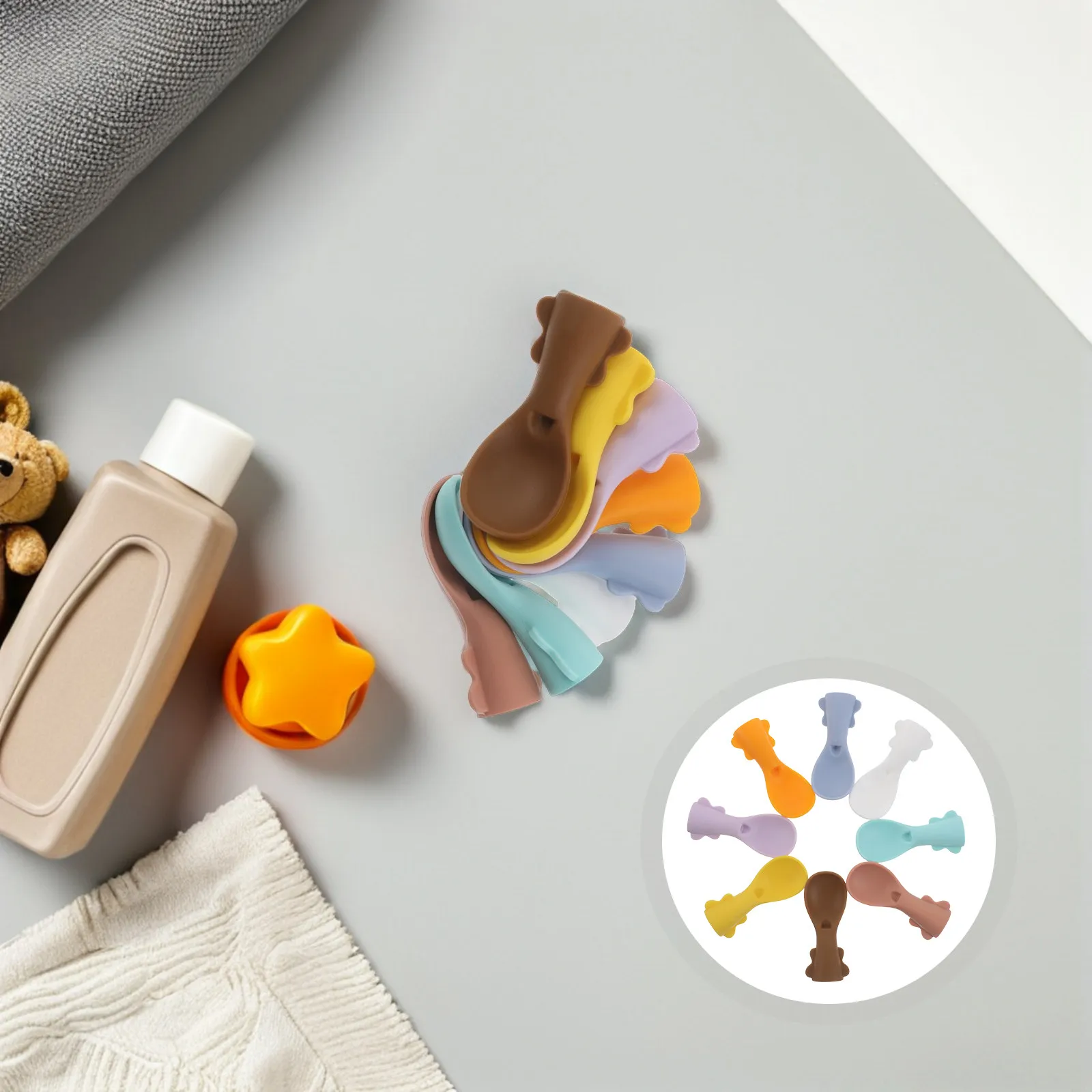 

Набор из 8 силиконовых ложек-насадок для детских пакетиков с едой, с мягким наконечником, для кормления младенцев, многоразовые, можно мыть в посудомоечной машине