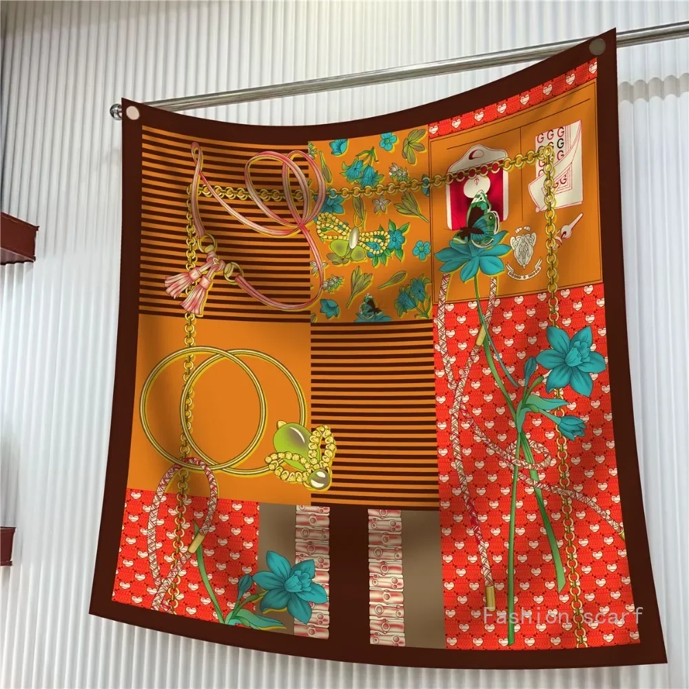 

90*90 см Элитный бренд шелковый квадратный шарф хиджаб женский бандана мягкие шарфы шейный платок женская шаль для волос повязка на голову корейский