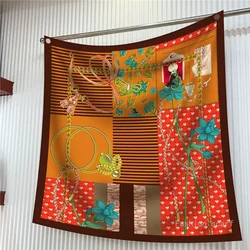 90*90cm Luxury Brand Silk Square Scarf Hijab Women Bandana Soft Scarves Neckerchief Ladies Hair Shawl Wrap Headband Korean