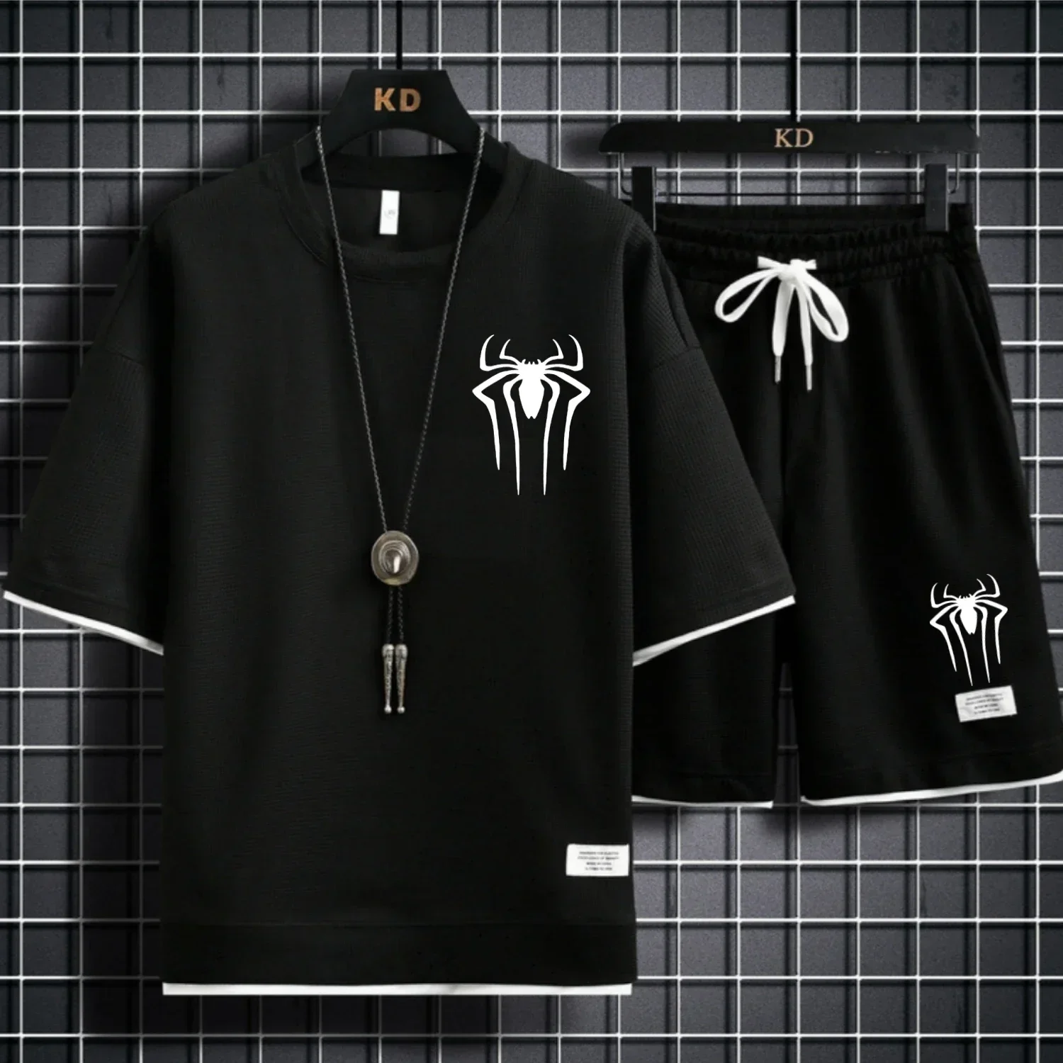 

Summer 2025 new men's shorts sportswear set Fashion outdoor loose basketball wear sports shorts + casual T-shirt two-piece set
