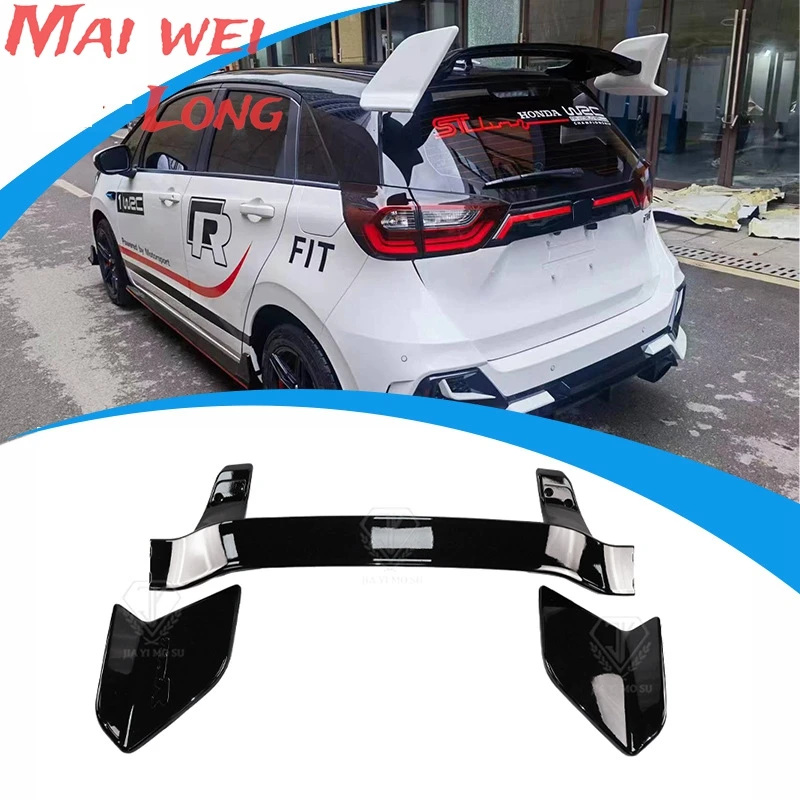 For Honda Jazz Fit Spoiler 2020 2021 2022 2023 High Quality ABS Material Car Rear Wing Primer Color Rear Spoiler