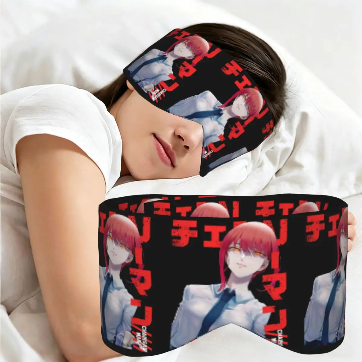 Makima Chainsaw Man Anime Girl sleep eye mask Light Blocking Portable Eye Cover for Girls Boys Travel Party Eyeshade eyepatch view 2