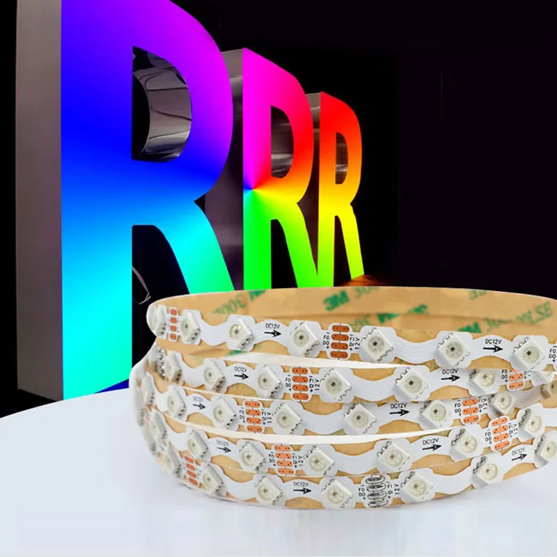 5M 12V WS2815 Bentuk S Zigzag 5050 Strip LED Penuh Warna Pita Ular Dapat Dilipat Beralamat Tanda Logo Huruf 60 Led/M Warna Impian 8Mm