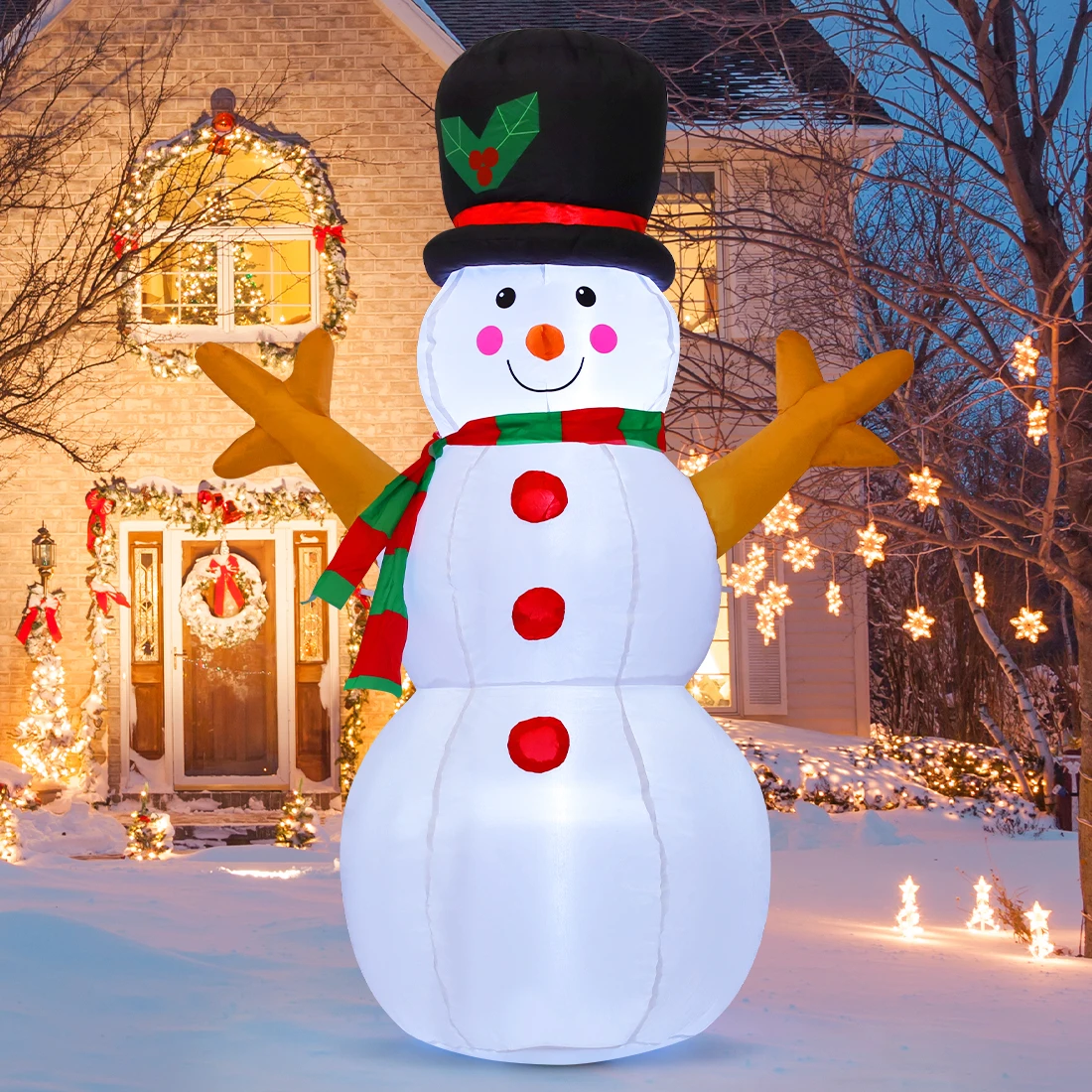 

5 FT Inflatable Christmas Snowman, Inflatable Snowman Blow up Snowman Inflatable, Outdoor Christmas Decorations with LED Lights