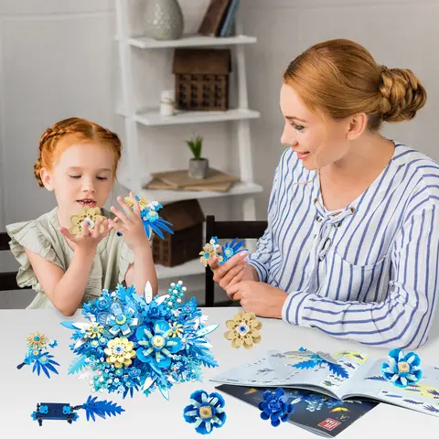 Blommor byggset, blomdekoration byggklossar monteringsleksaker för vuxna, barn, perfekta presenter till födelsedagspojkar, flickor 12 best sales blommaleksak - №12