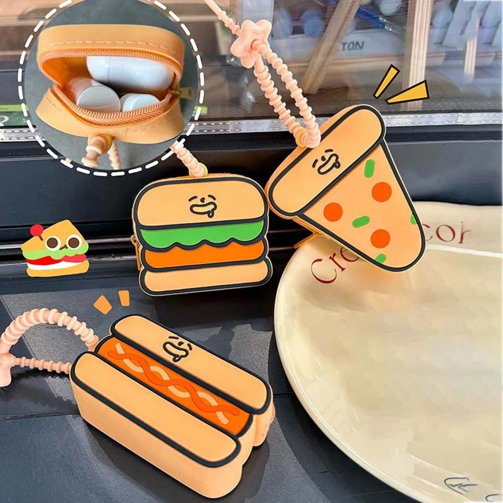 Shopping Portable Hamburger Coin Purse Waterproof Hot Dog Cartoon Silicone Wallet Mini Key Ring Green Frog Storage Bag Car Key