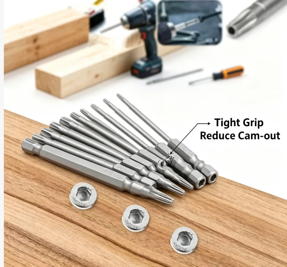 75mm/11Pcs Torx Screwdriver Bit Set 1/4 Inch Hex Shank Tough Torx Star Hex Security Bit Set Professional Magnetic Star S2 Steel