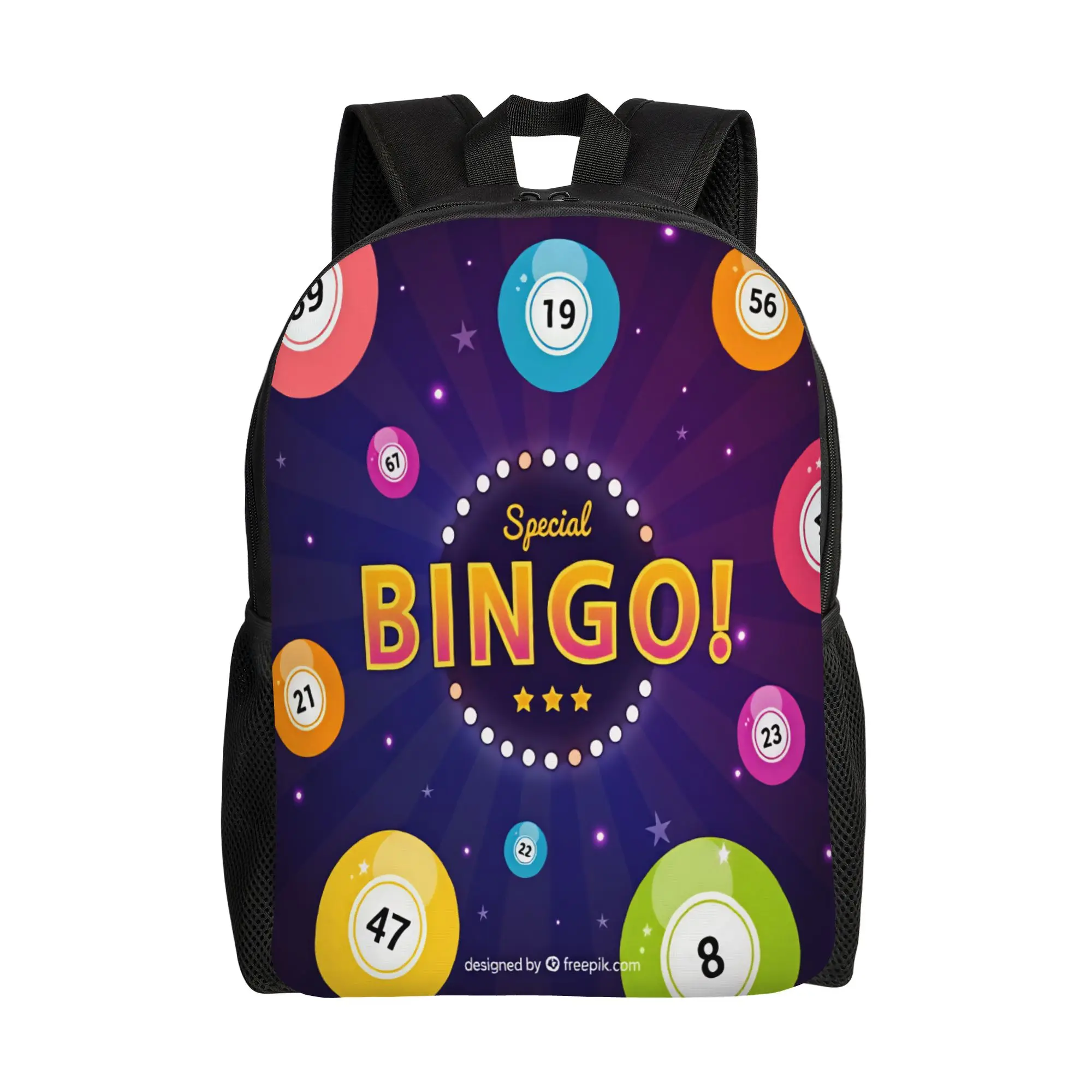 Bingo Balls Paper Game Backpack  Trekking Backpacks Student Unisex Custom Pattern School Bags Elegant Rucksack
