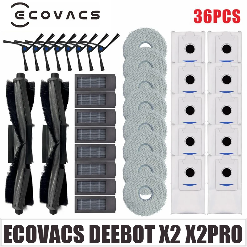 

For Ecovacs Debot X2/X2 Omni/X2 Pro PLUS Accessories Roller Main Side Brush Cover Hepa Filter Mop Cloths Dust Bag Spare Part