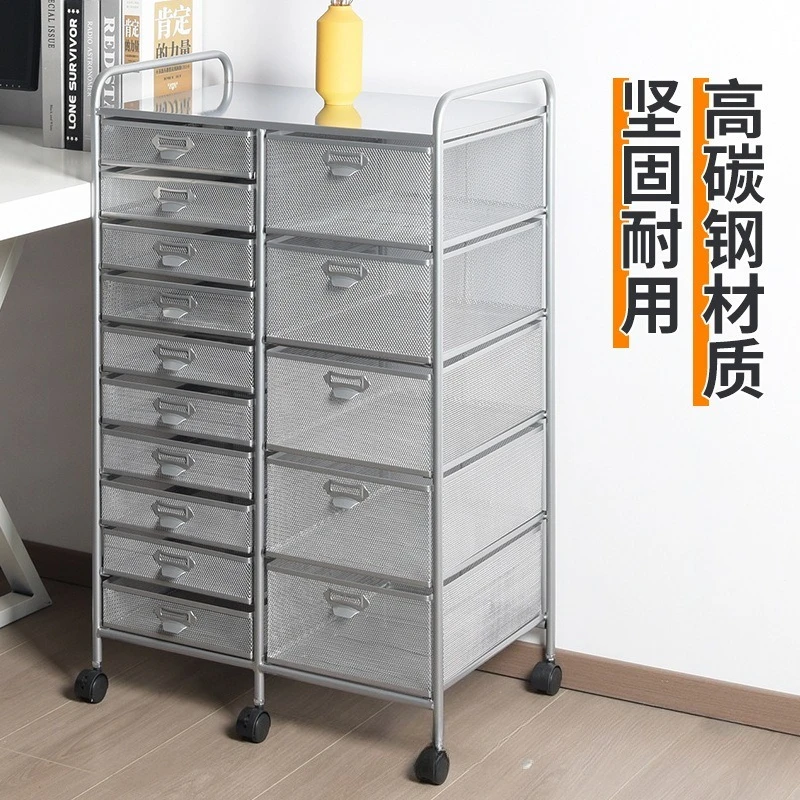 Metal Rolling File Cart, Large Capacity A4 Document Holder, Under Desk Mobile Office Storage Rack