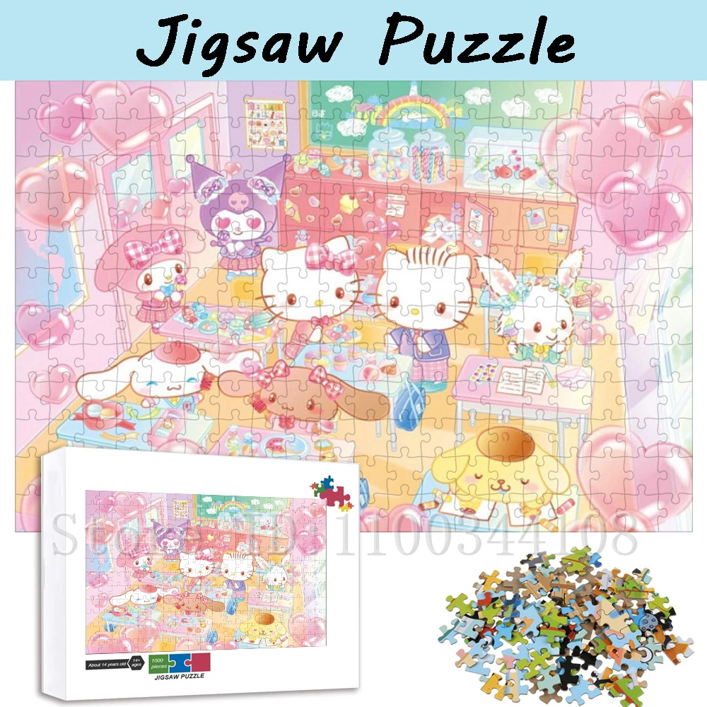 Sanrio Character Puzzles Hello Kitty Mymelody Pompom Purin Cartoon Jigsaw Puzzles for Children Intelligence Game Toys