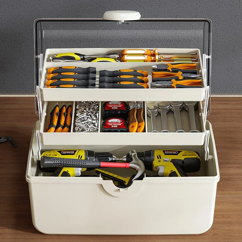 Transparent Multi-layer Tool Storage Box, Portable Hardware Parts Organizer for Home Electrician