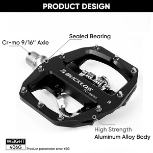 Bucklos Pedals MTB Bike Pedal Plan Platform Double Rolling Function Caber System SPD Aluminum Liga Mountain Bike Pedal Part of the bike 7 Main Sales Double Pedal - №4