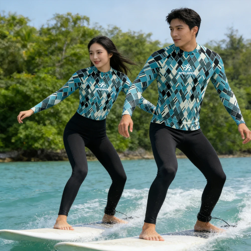 

Men Women Sailing Top Wear Long Sleeve Rash Guard Surfing Shirt UPF50+ UV Protection Quick Dry Diving Swim Shirt for Water Sport