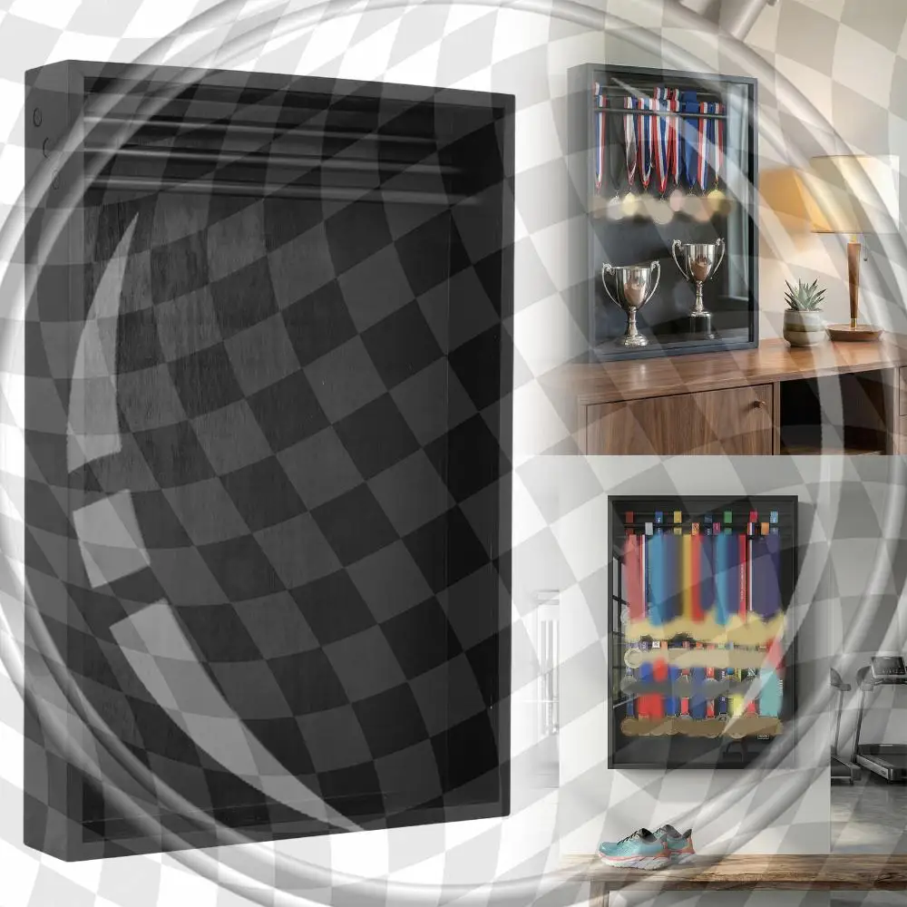 

Деревянная рамка для медалей 15x22 дюйма, настенный держатель для медалей с 3 штангами для подвешивания, вмещает более 60 медалей для плавания, бега и всех видов спорта