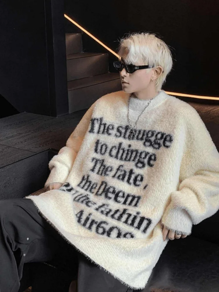 

Loose Fit Men's Crew Ne Sweatirt Oversize Hoodie Comfortable Soft Knitted Sweater Casual Streetwear Autumn Winter Jaet