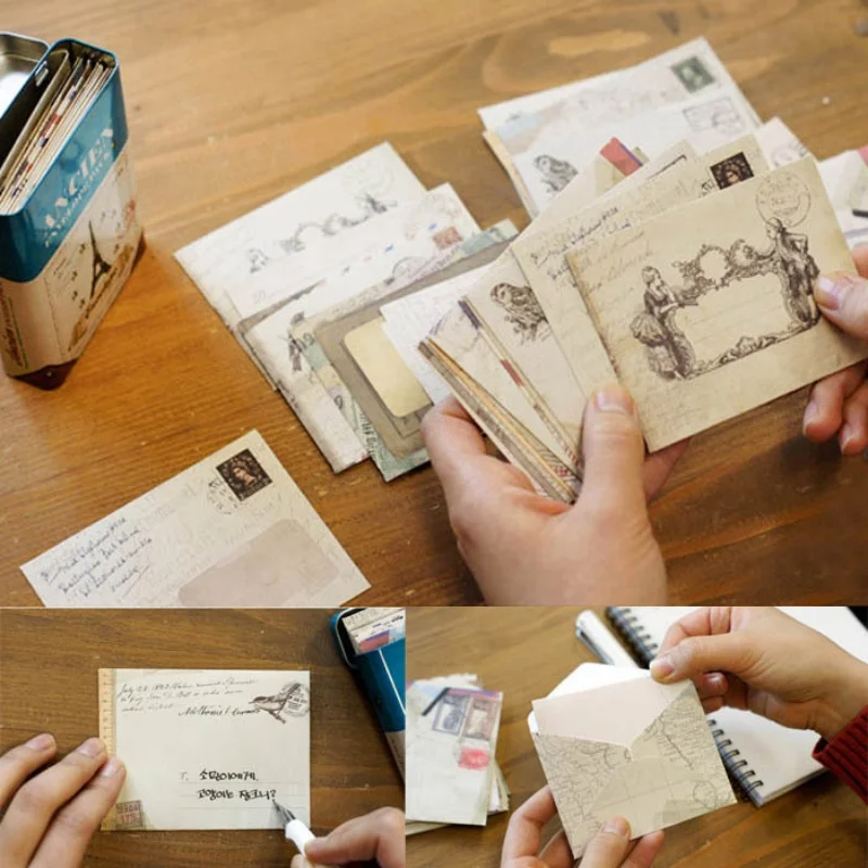 12pcs/pack European Retro Simple Literary Confession Love Letter Style Small Envelopes OPP Bag Envelopes for Letters