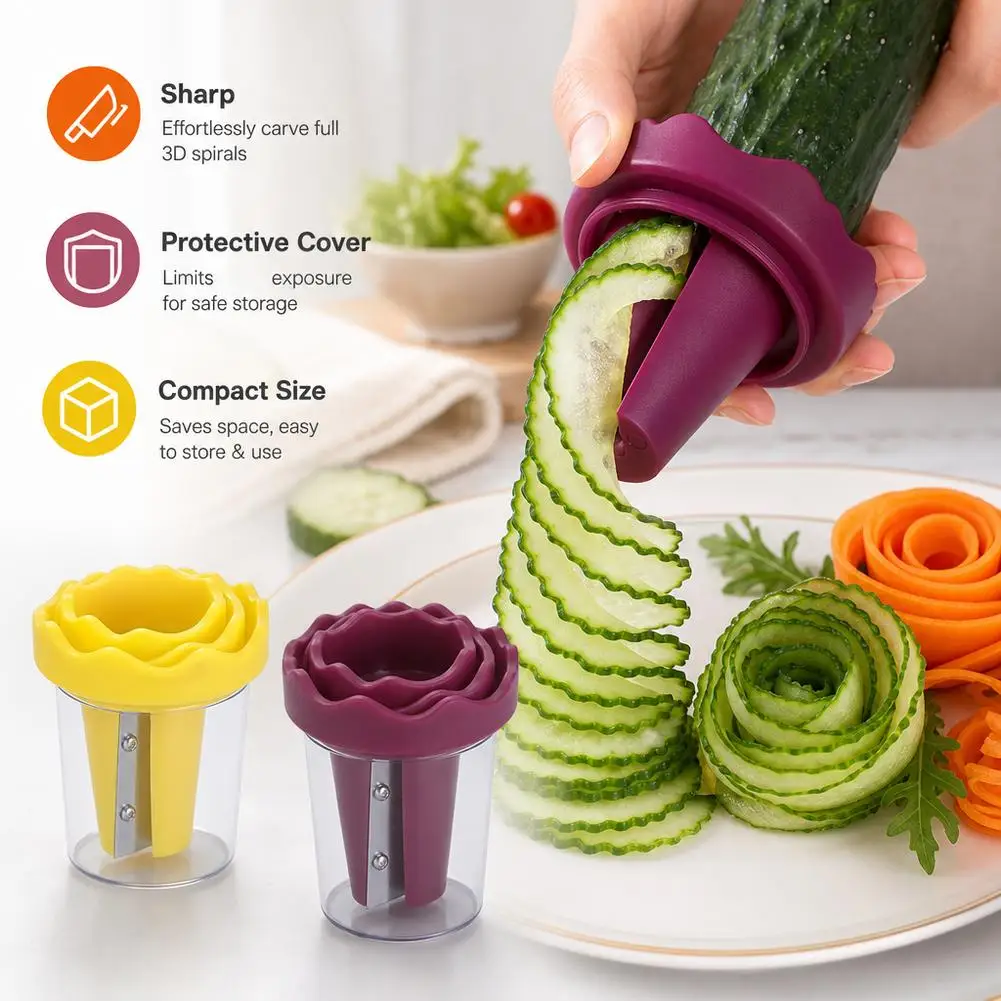 Rose Vegetable Curler Manual Spiral Slicer Cucumber Carrot Flower Shaper Garnish Tool Kitchen Food Art Decoration Cutter