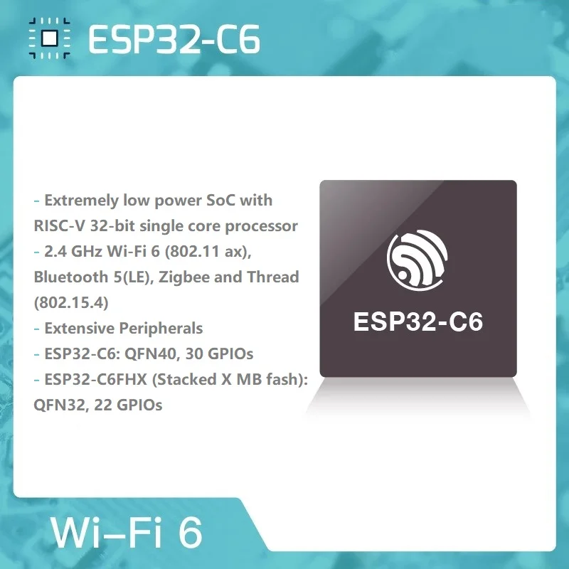 10Pcs/lot ESP32-C6 Chip Wi-Fi 6 Bluetooth 5 (LE) Zigbee and Thread