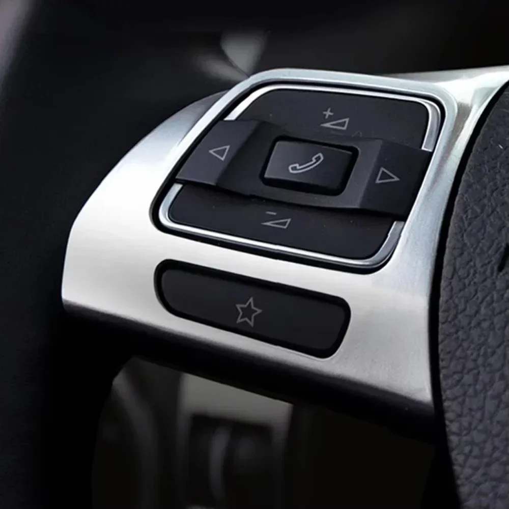 For VW Golf MK6 Passat B7 CC EOS Tiguan Jetta Touran Caddy Sharan Car Steering Wheel Panel Sticker Trim Cover Accessories