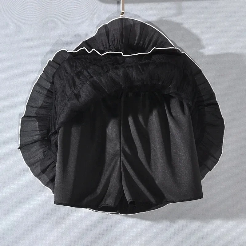 กระโปรงมินิสเกิร์ตสไตล์โลลิต้าหวานๆ สำหรับผู้หญิง กระโปรงปาร์ตี้ทรงเค้กแต่งลูกไม้หรูหรา สไตล์โกธิค Y2k พร้อมหัวเข็มขัดโลหะ