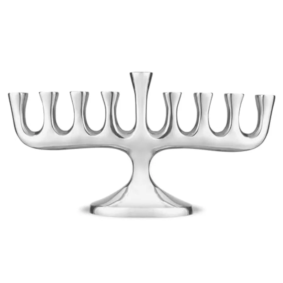

Zion Judaica Stunning Sleek Designers Menorah for Hanukkah High Polished Traditional Candle and Oil Chanukiah Classic Chanukah