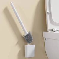 MINI Silicone Toilet Water Leak Proof With Base Wc Flexible Soft Bristles Brush Quick Drying Holder Bathroom.