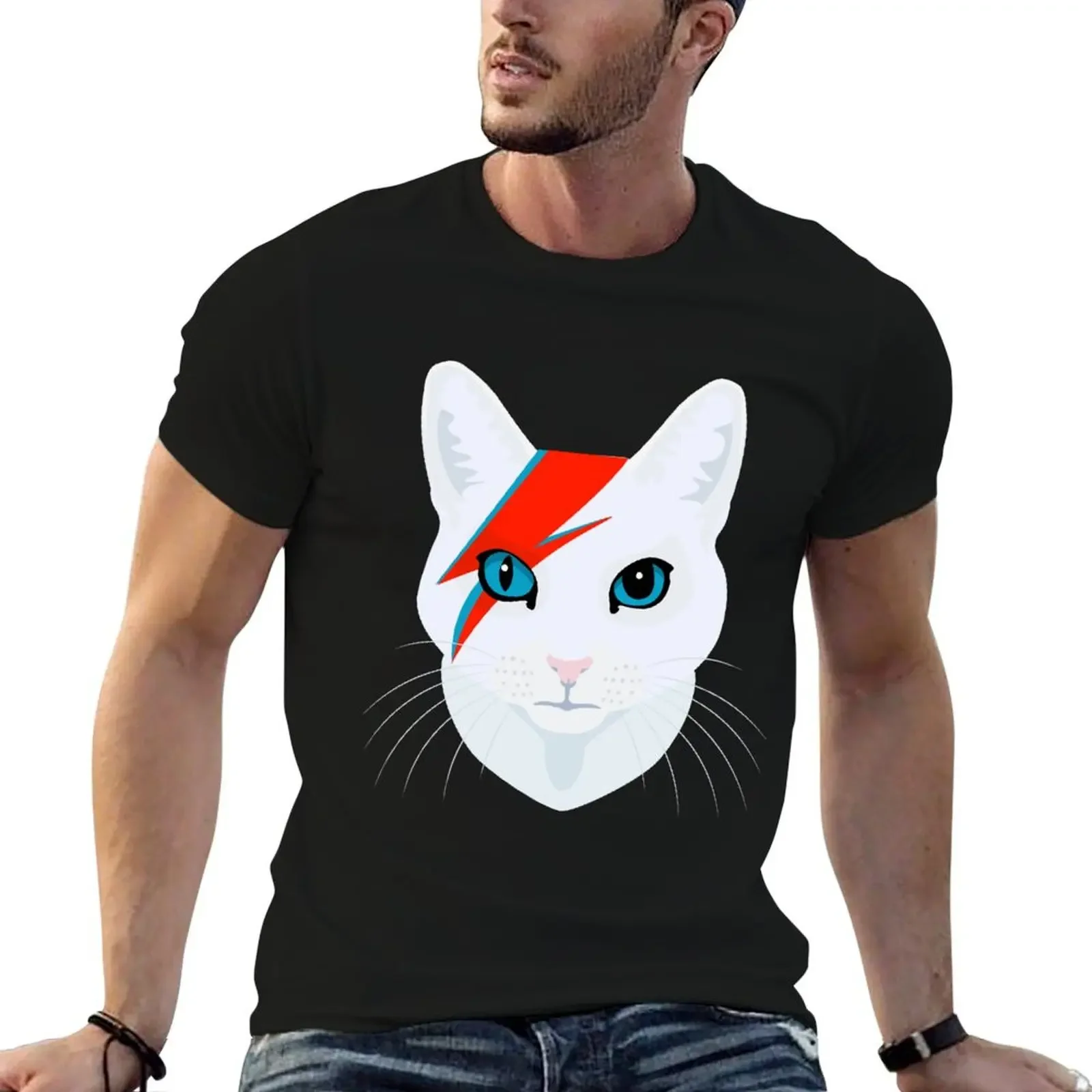 

Cat Bowie T-Shirt designer shirts graphic t shirt vintage Short sleeve tee men