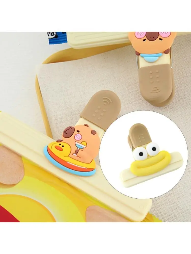 E8BD Adorable Acrylic Snacks Clips Leakproof Seal Cartoon Pattern For Kitchen School Supplies