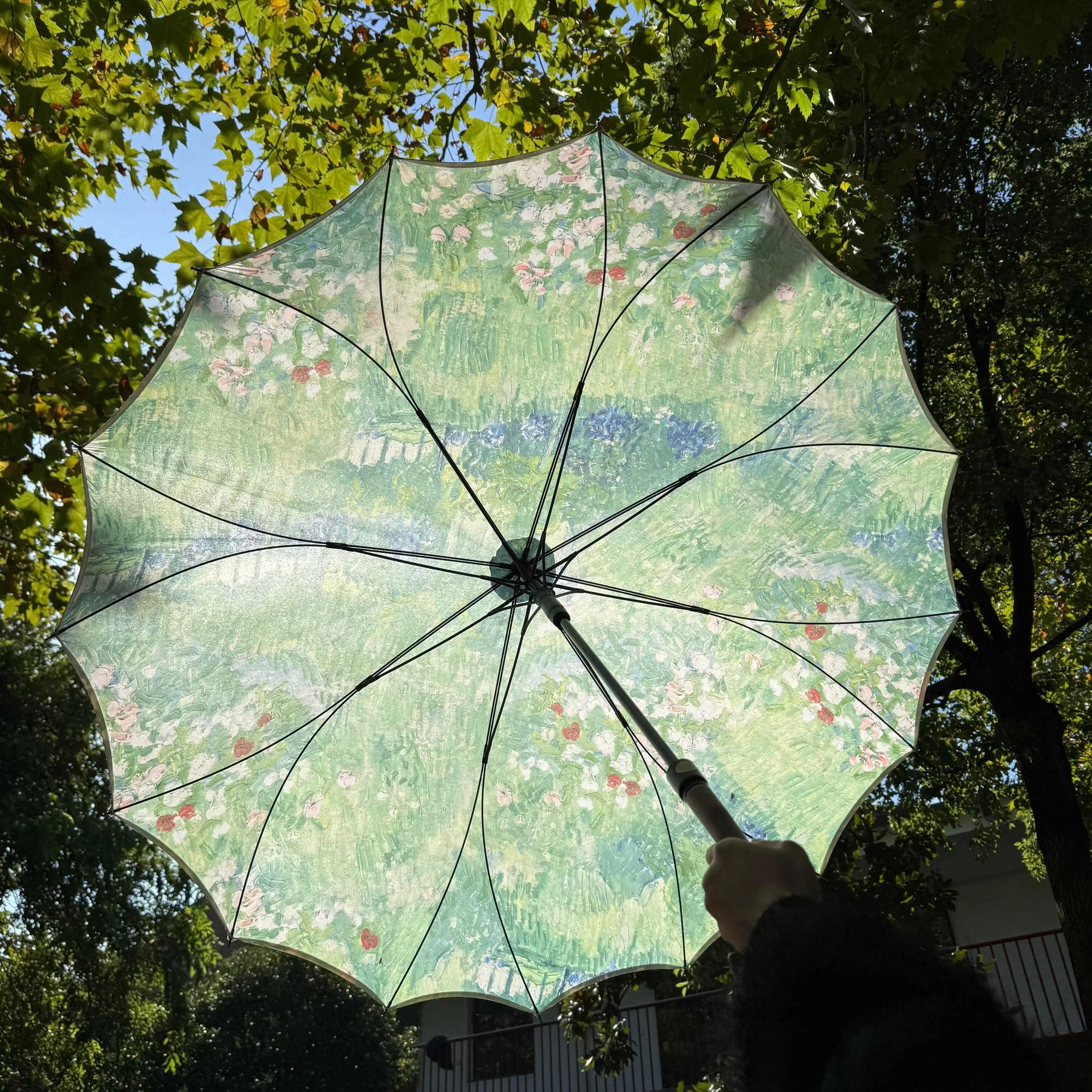 

Portable Sunshade Umbrella 16 Ribs Oil Painting Foldable Rain Umbrella UV Protection Windproof Sunny Rain Umbrella High Aesth...