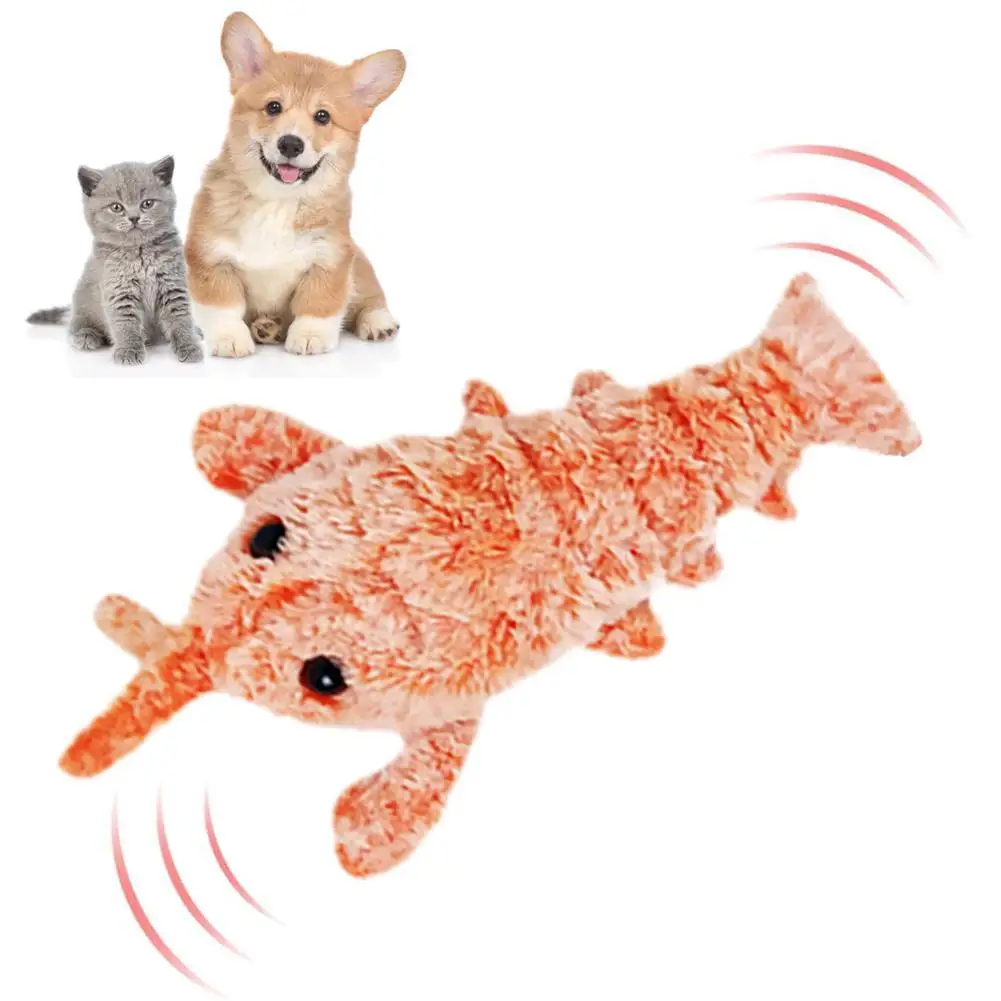 Moving Cat Toys Electric Lobster Rechargeable Simulation Jumping Shrimp Plush Electric Pet Teasing Cat Dogs Toys Pet Supplies