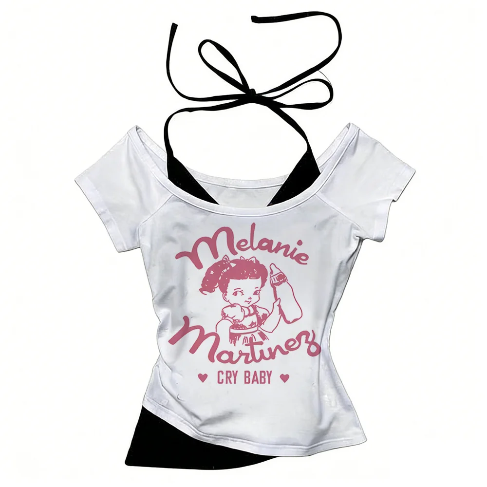 Melanie Matinez crop top teen grunge kawaii japan graphic party top tees meme goth 2000s korean fashion clearance sales